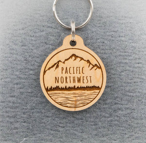 Mount Rainier WA Keychain Mountains Wood Keyring Washington National P –  Happy Wood Products