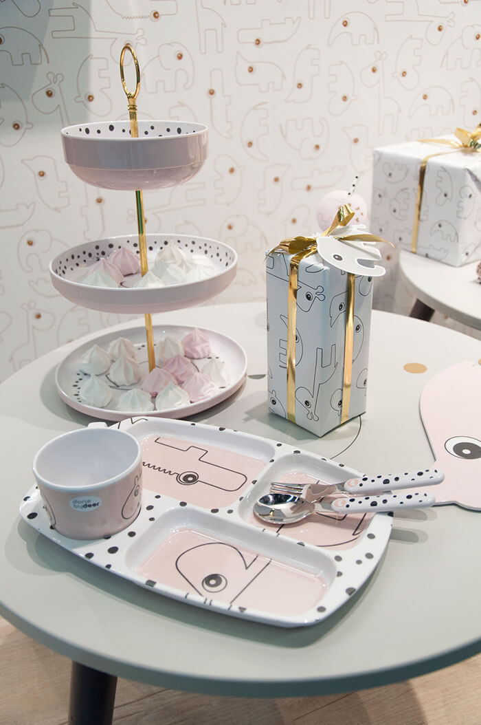 Tableware for kids at Done by Deer fair stand at Kind + Jugend fair in 2017