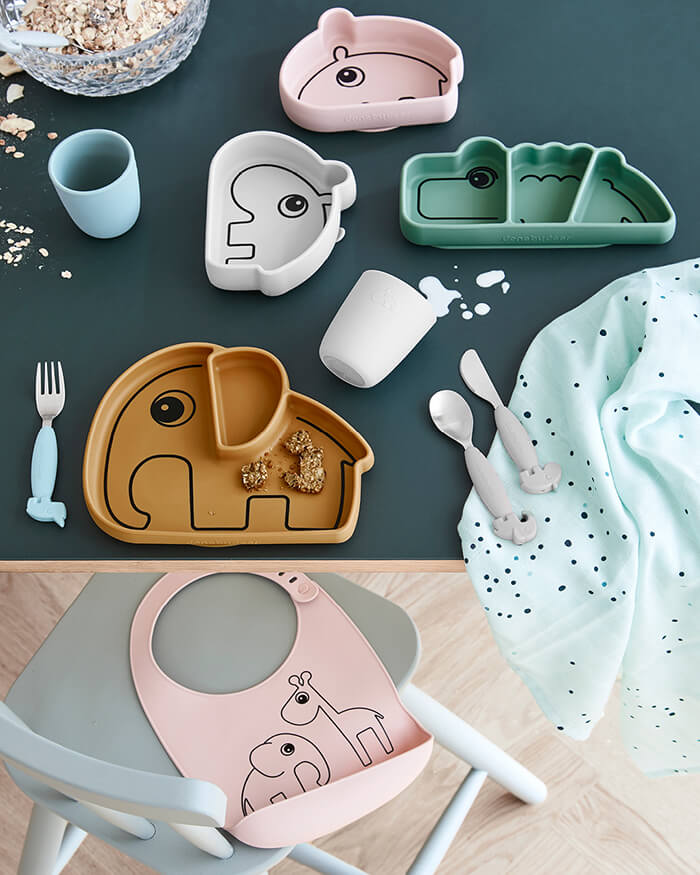 Stick and stay silicone tableware from done by deer in colours