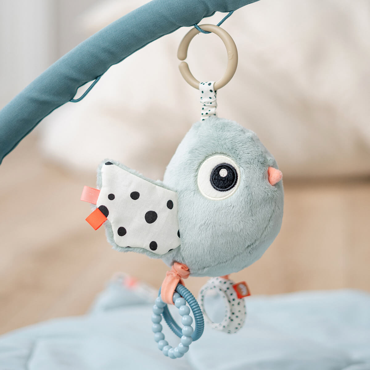 Wooden rattle - Birdee - Blue – Done by Deer