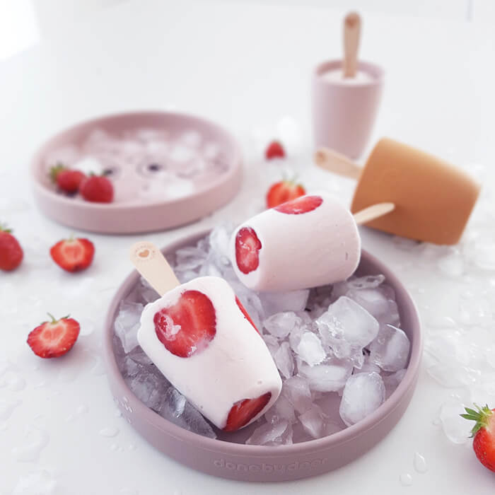 Homemade ice cream lollies in silicone tableware from Done by Deer