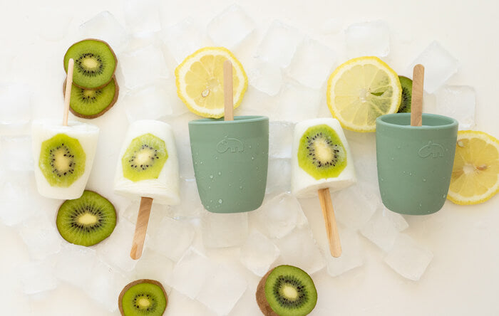 Homemade ice cream lollies in silicone cups in green from Done by Deer