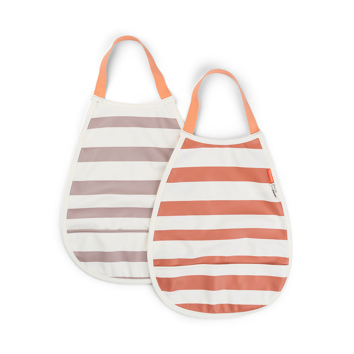 Pull-over bib 2-pack - Stripes - Papaya/Powder – Done by Deer