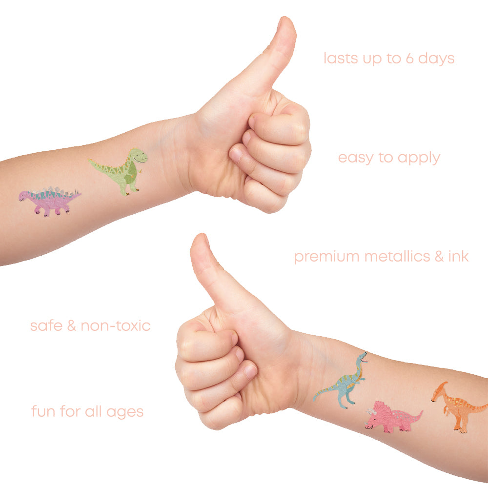 DINOSAUR VARIETY SET  KIDS METALLIC TEMPORARY TATTOOS  FLASH TATTOOS   Flash Tattoos