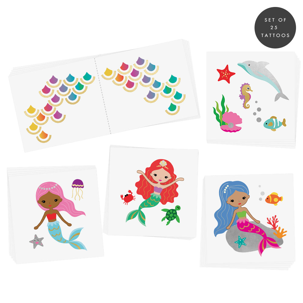 Mermaid Temporary Tattoos for Kids Mermaid  Fake Jewelry Tattoos Sticker  for Girls Mermaid Party Favors Supplies for Kids  Amazonin Beauty