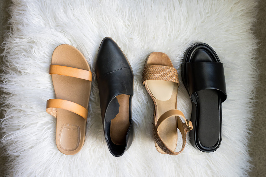 Four women's shoes with Foot Petals cushions inside