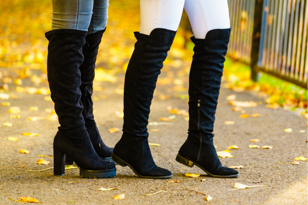 Two pairs of women's over the knee fall boots