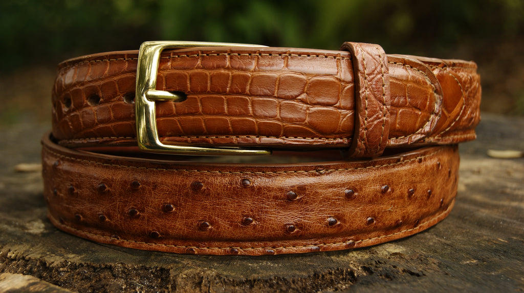 BOURBON EMBOSSED OSTRICH BELT