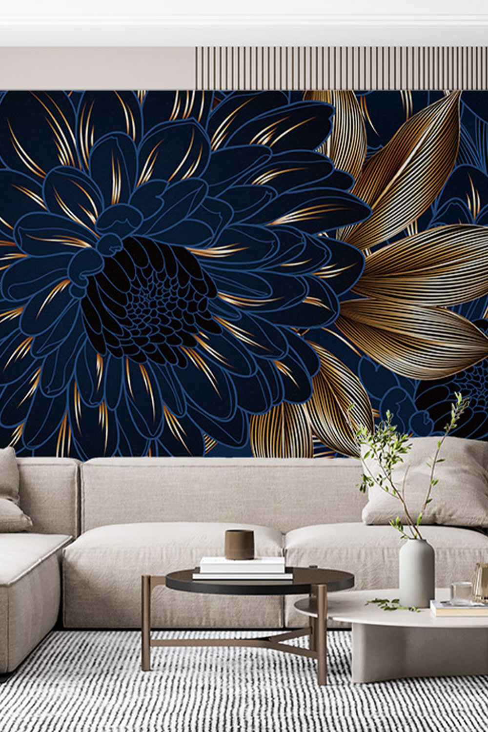 Floral Wallpaper Background Mandala Design In Dark Blue With Copy Space  Stock Illustration  Download Image Now  iStock