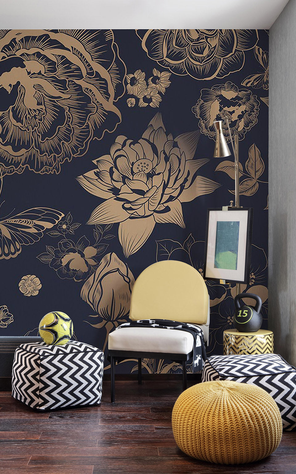 Buy CiCiwind Peel and Stick Wallpaper Floral Contact Paper 41CM x 3M Self  Adhesive Wallpaper Black Gold Wallpaper Removable Vinyl Film Living Room  Bedroom Wall Furniture Covering Online at desertcartINDIA