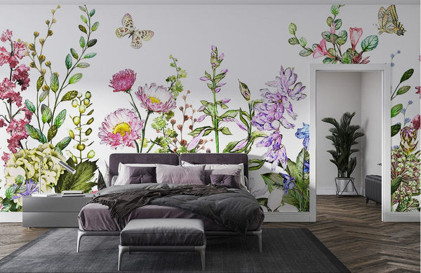Floral Wallpaper Mural | Flower Wallpaper Room Decor UK