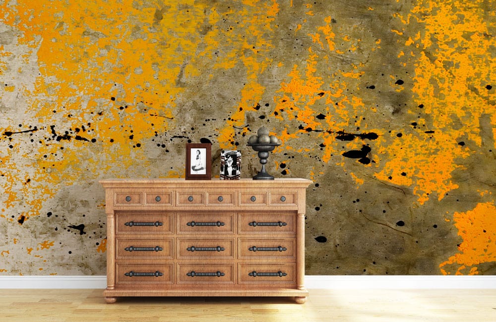 Aged Yellow Paint Wall Mural For Decoration | Ever Wallpaper Design