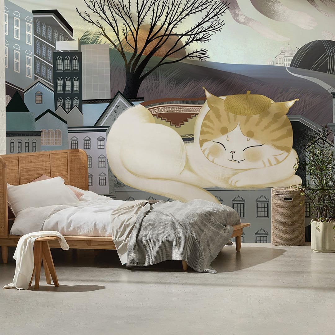 Sleeping Cat Wall Murals | Animal Wallpaper UK