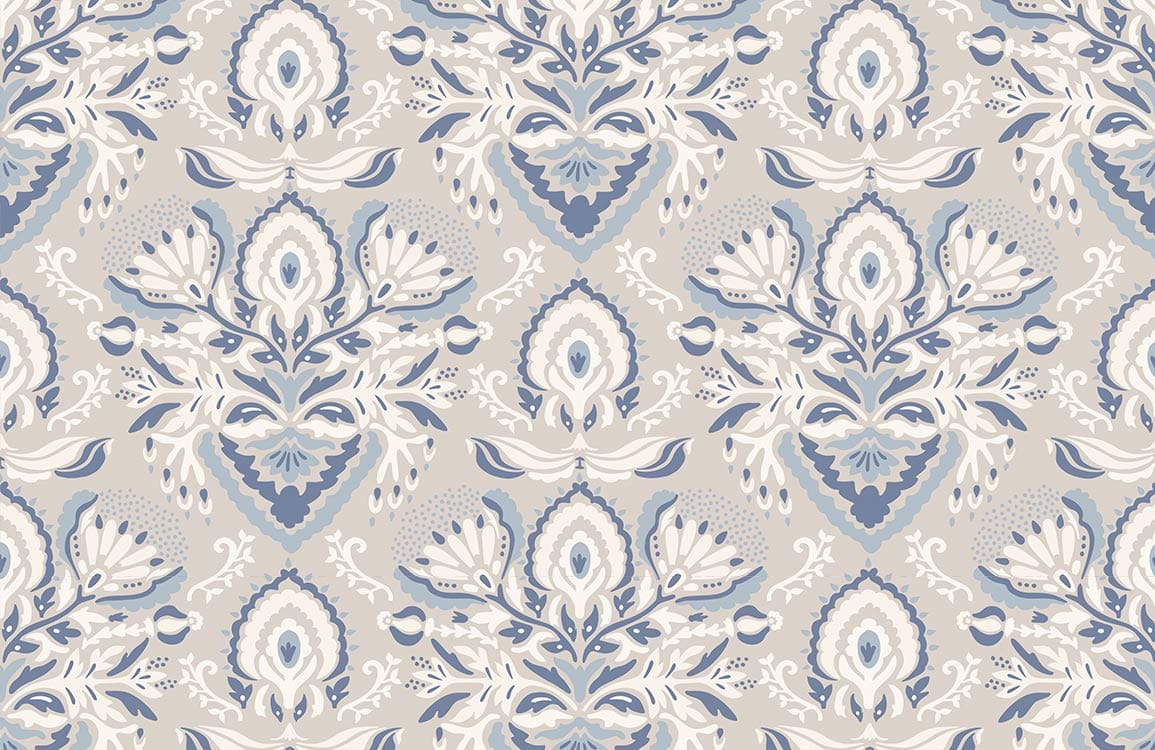 Blue Delft Pattern Mural Wallpaper | Flower Wallpaper UK