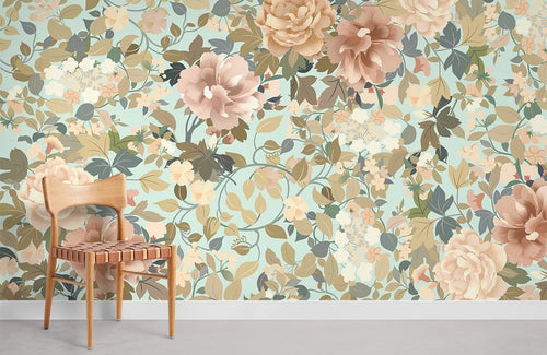 Pink Flowers Mural Wallpaper for Room