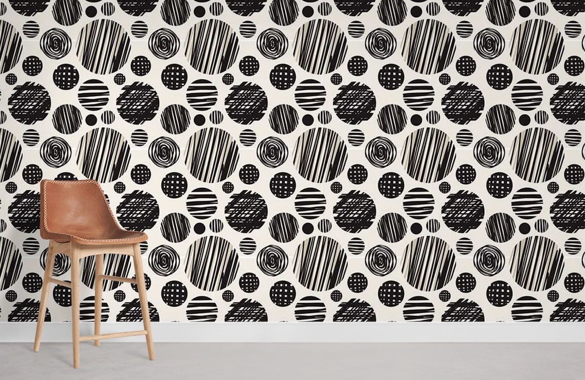 Doodle Circle Pattern Mural Wallpaper | Ever Wallpaper UK