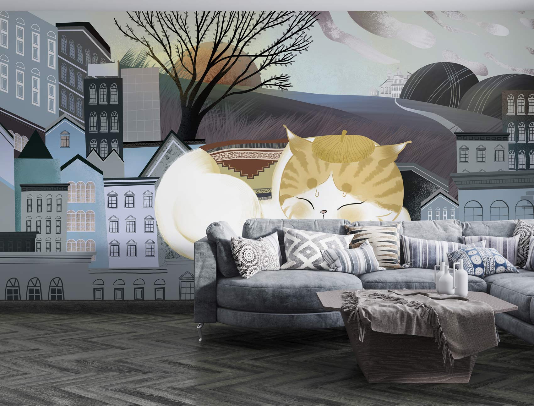 Sleeping Cat Wall Murals | Animal Wallpaper UK