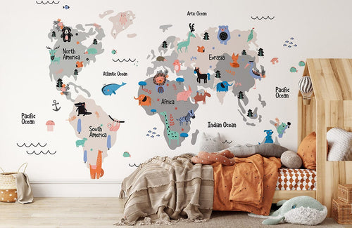 Black And White World Map Wall Mural - Murals Your Way | World map wallpaper,  World map mural, Map wallpaper