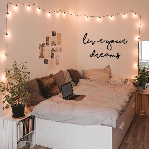 Student house with fairy lights