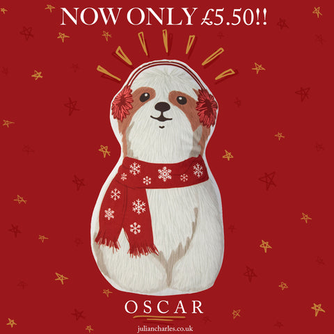 Oscar The Dog Printed Velvet Cushion