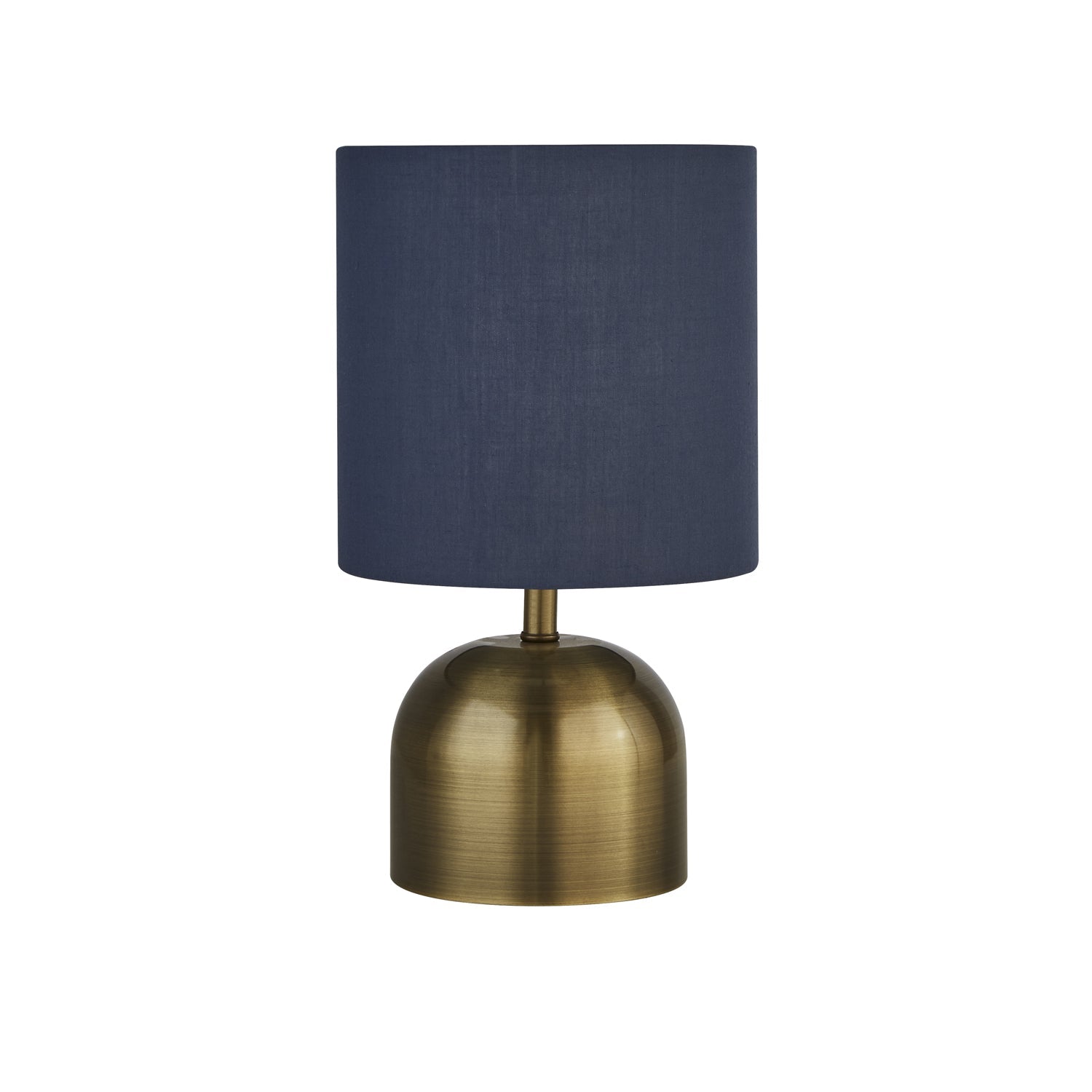 Satin Brass & Navy Shade Touch Lamp