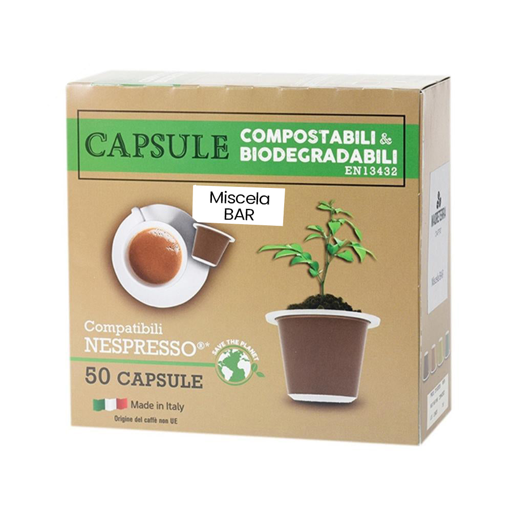 apsule caffè compostabili compatibili Nespresso Bar, 50 pz