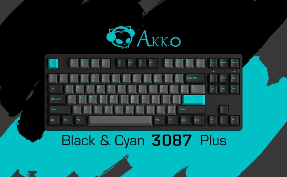 Akko 3087 Plus Black&Cyan Mechanical Gaming Keyboard - Cozy Dev