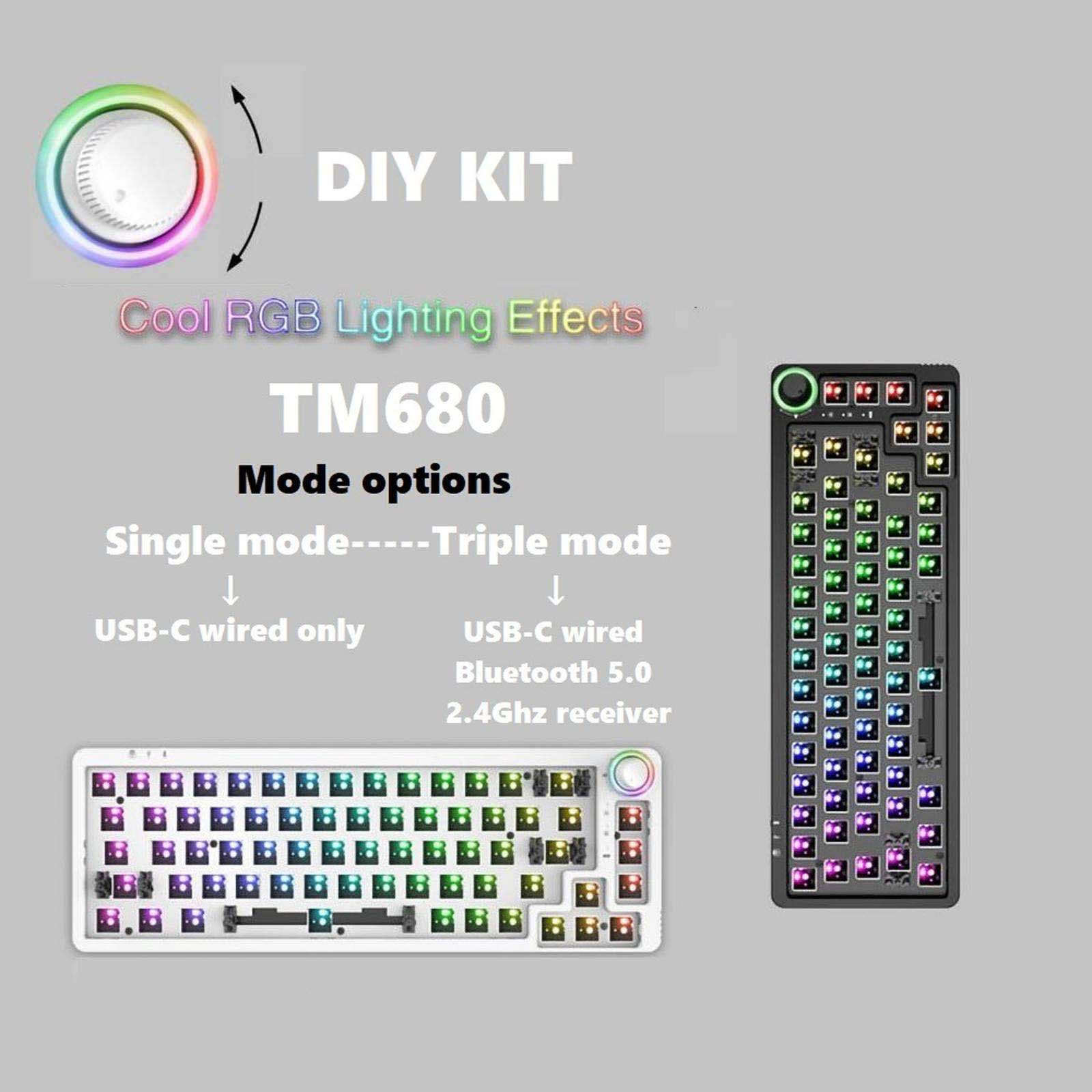 TM680 RGB Hot-Swappable Mechanical Keyboard Barebone - Cozy Dev
