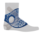 Ankle support cage: Soft materials wrap around the foot to allow for dynamic stretch and flexible movement while protecting and supporting ligaments