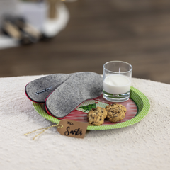 PowerStep wool insoles on a cookie plate for Santa