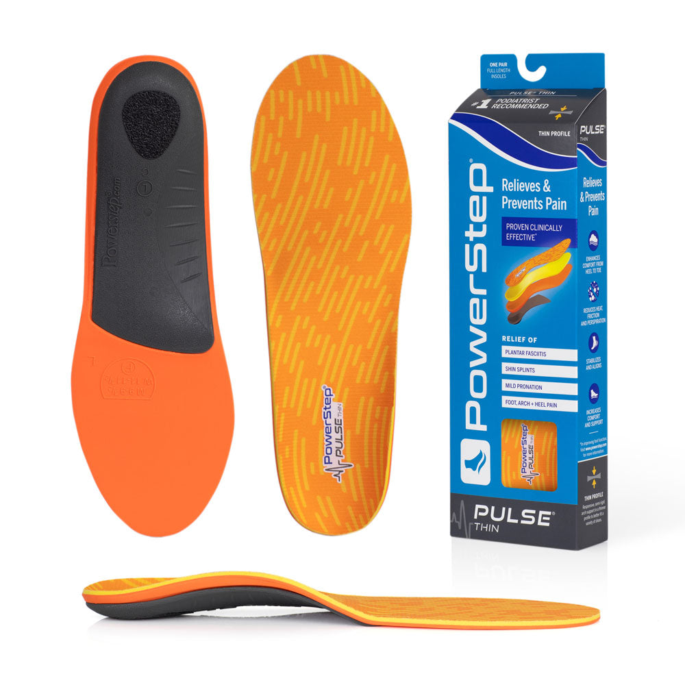 PowerStep PULSE Thin Insoles | Arch Pain Relief Insert, For Sports