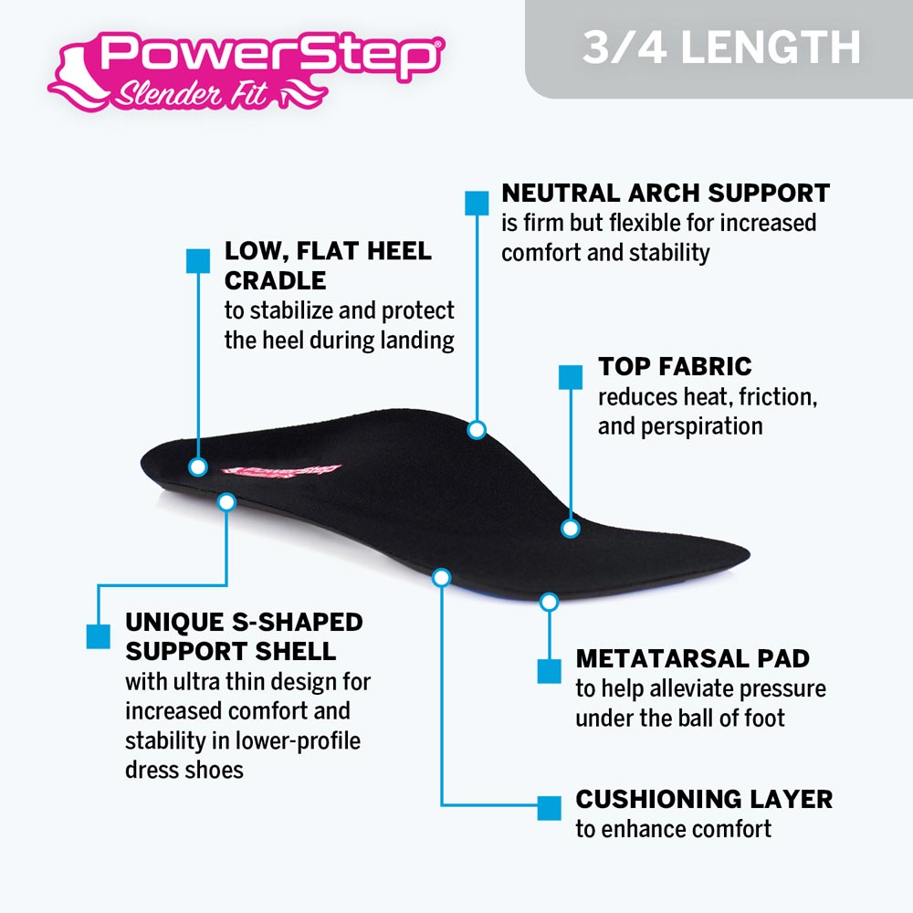 PowerStep SlenderFit 3/4 insoles for high heels