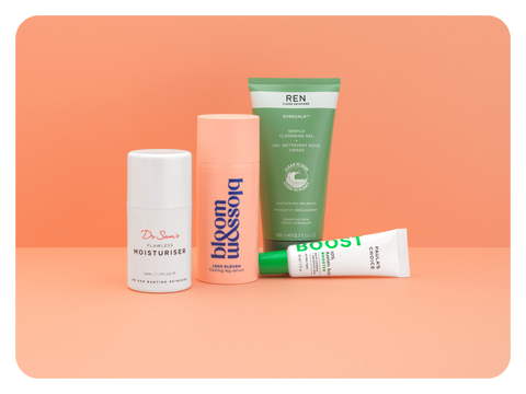 A line up of The Skin Rocks Maternity Box