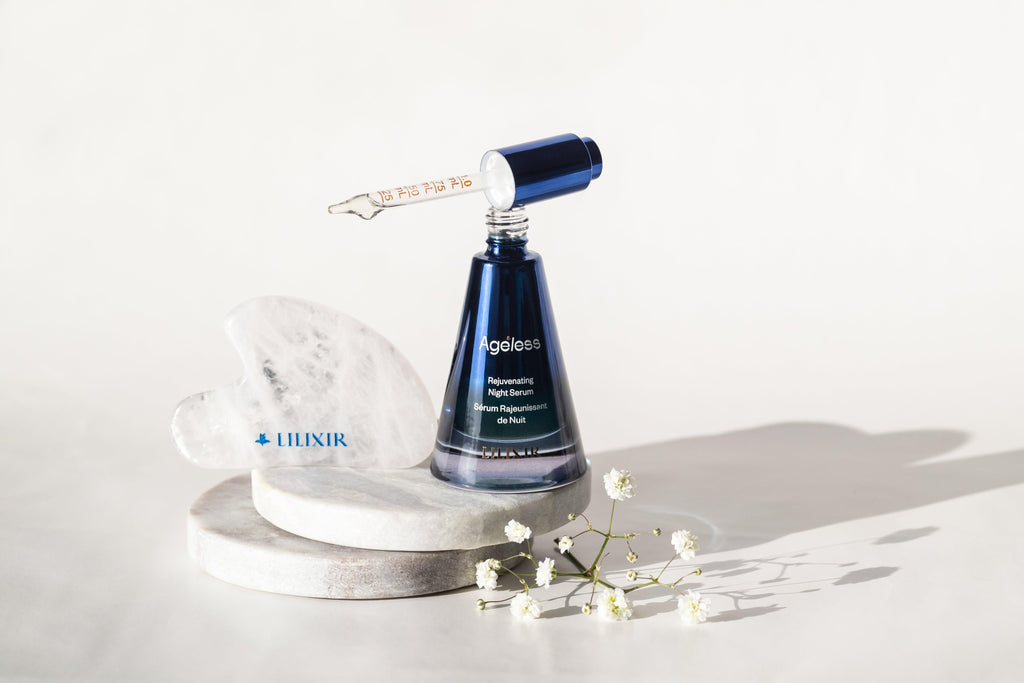 LILIXIR Ageless Rejuvenating Night Serum. co-luxury, sustainable skincare and wellness tools, made in Montreal, Quebec. FREE facial serum samples.