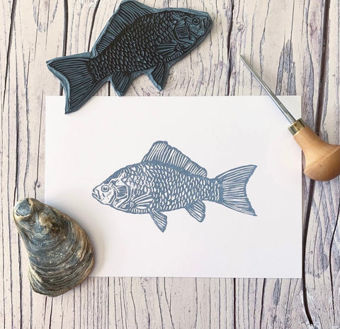 Sundowner Studio fish lino print
