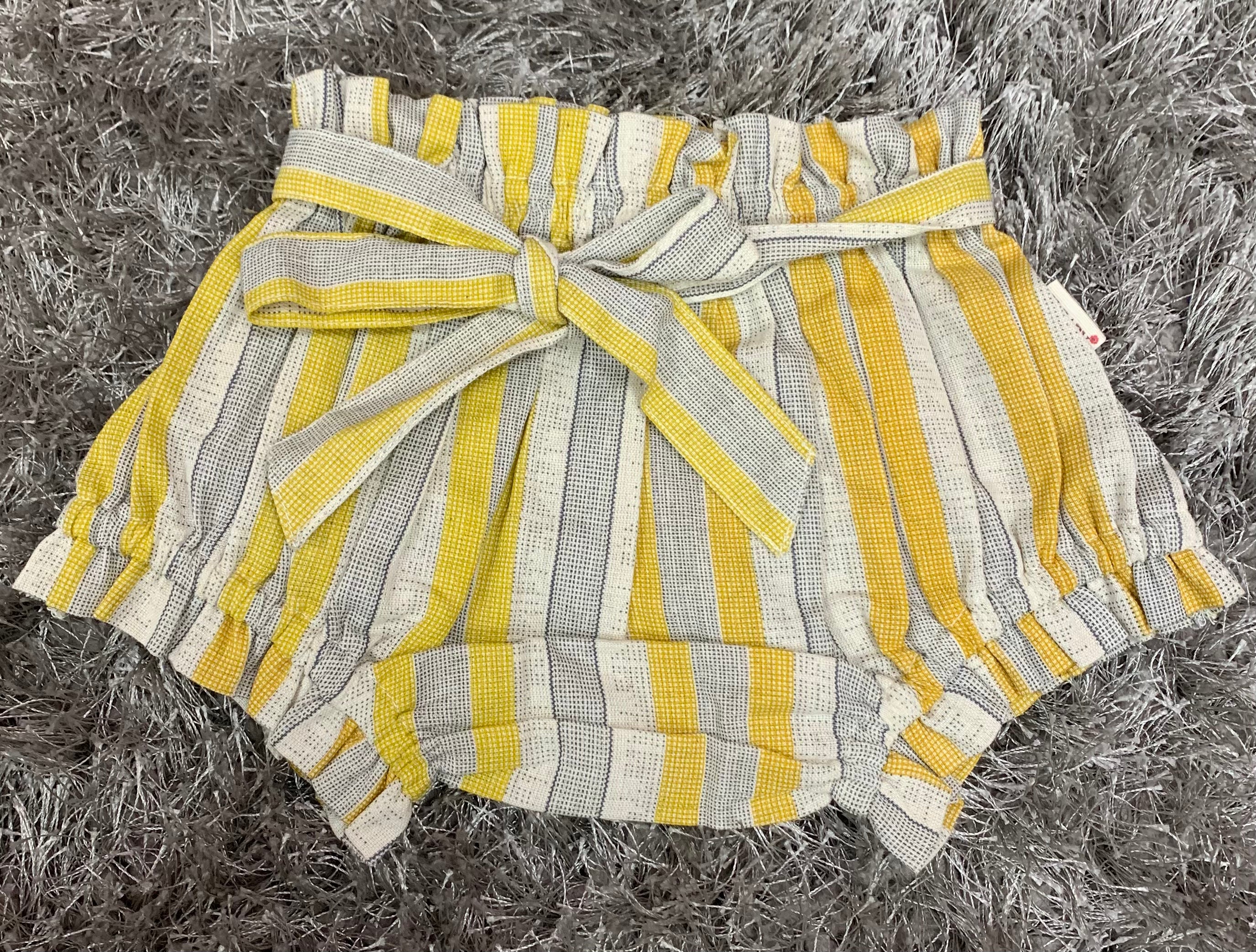 Gold/White/Gray Stripe Linen Diaper Cover