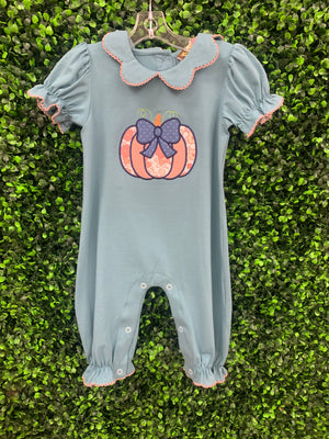 Pumpkin Appl Girls Romper - Harper’s Closet 