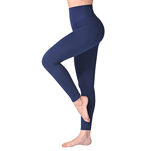 SINOPHANT High Waisted Leggings for Women, Buttery Soft Elastic Opaque Tummy Control Leggings, Plus Size Workout Gym Yoga Stretchy Pants (Navy1,Plus Size)