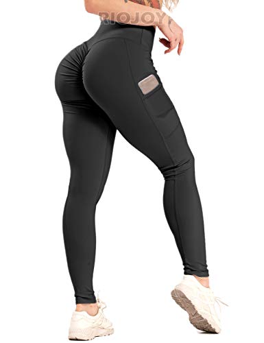 RIOJOY Scrunch Butt Lifting Yoga Pants with Pockets Women High Waisted ...