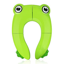 Load image into Gallery viewer, Pejoye Foldable Potty Toilet Training Seat, Travel Portable Toilet Seat Toddler, Folding Potty Training Seat for Kids with 6 Anti Slip Silicone Pads and 1 Carry Bag, Green Frog
