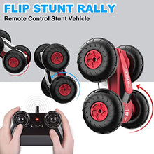 Load image into Gallery viewer, Remote Control Cars - GizmoVine Flip Stunt Rally Car - 2.4GHz 2 in 1 Reversible Design 360° Spins RC Car - RC Stunt Vehicle for Kids Age 6-12, Cool Stunts, Tricks, LED Headlight, AAA Battery Powered
