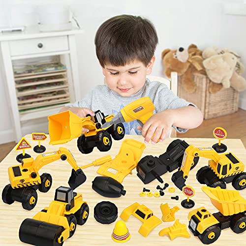 Vanplay 6 in 1 Take-Apart Construction Vehicles include Toy Drill & Bo ...