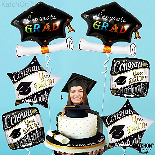 Congrats Grad Graduation Balloons with Graduation Cap Balloons - Black ...