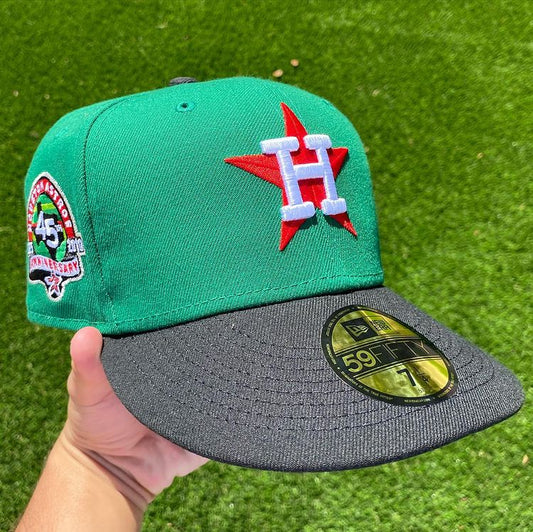 Hat Club Houston Astros NBA Crossover Script Red Dome Green Brim