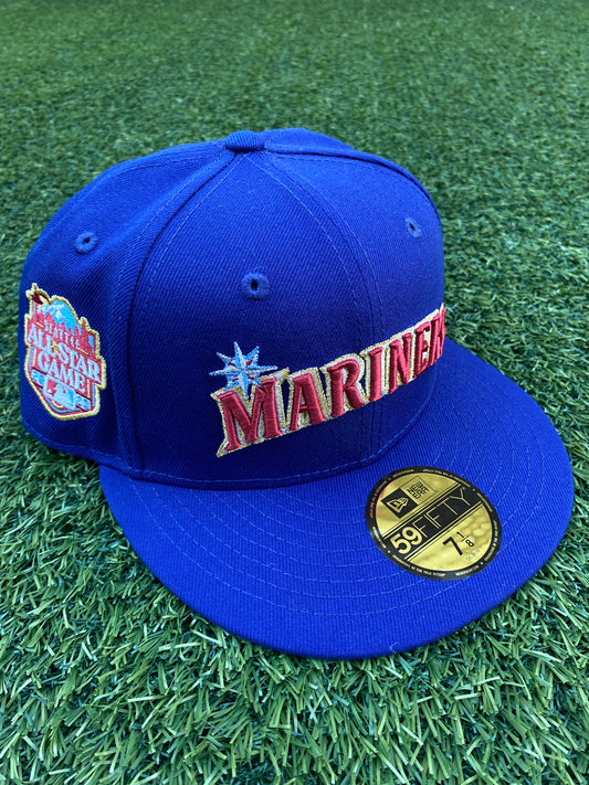 Seattle Mariners New Era Retro Jersey Script 59FIFTY Fitted Hat - Aqua
