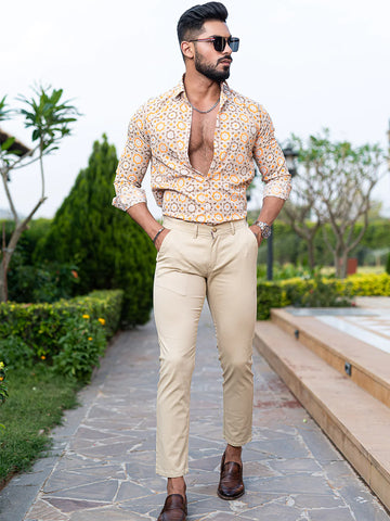 Beige Formal Pants