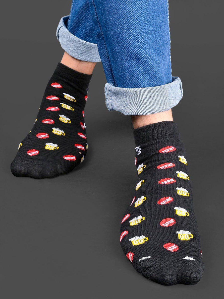 Buy Multi Printed Black Ankle-Length Unisex Pack of 1 Socks Online At ...