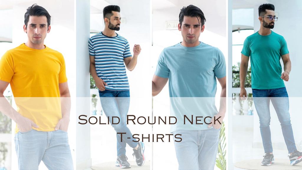 solid round neck t shirts