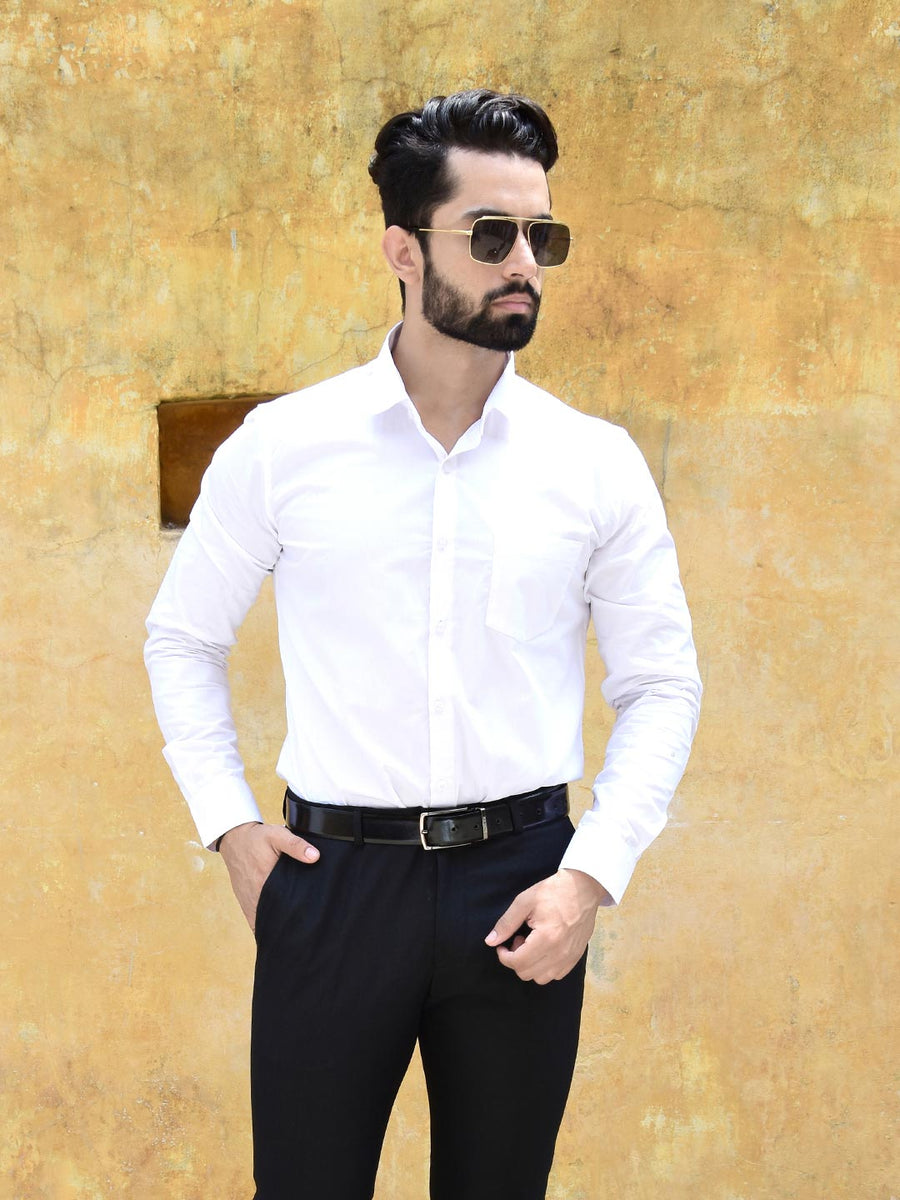 Buy Solid White Formal Mens Shirt Online At Best Prices | Tistabene
