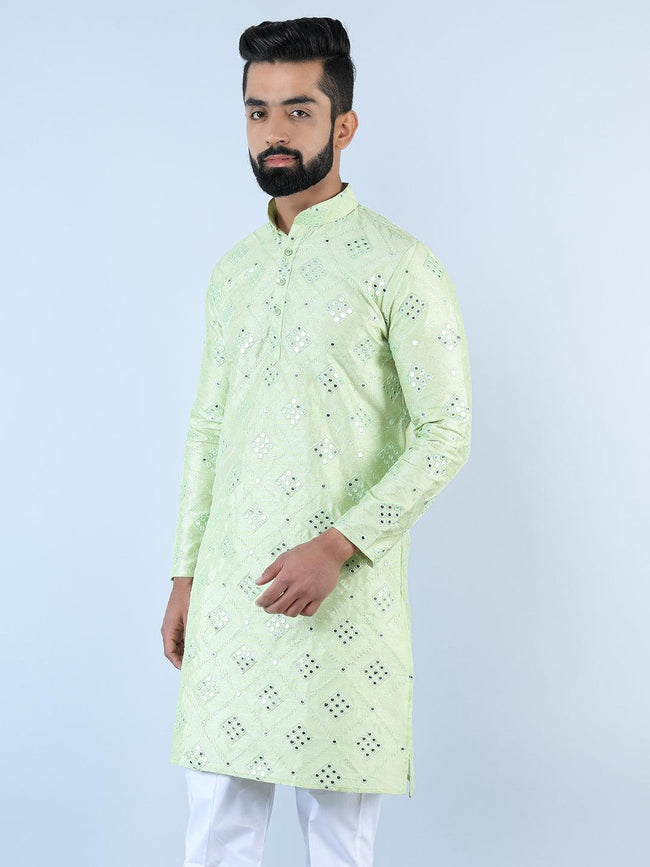 Olive Green Embroidered Kurta